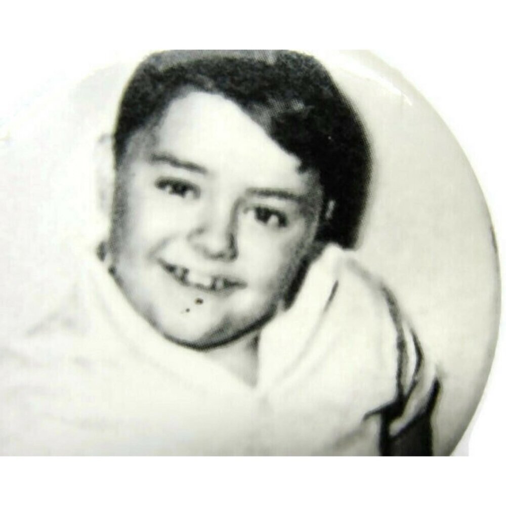 Vintage Black & White Photo Pinback Button Of Smiling Boy - 2 Inches